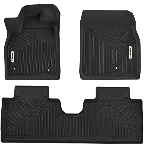OEDRO Floor Mats Compatible for 2021-2023 Ford Mustang Mach-E, Unique Black TPE All-Weather Guard Includes 1st and 2nd Row: Front, Rear, Full Set Liners