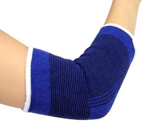 CHANCY One Pair of Elastic Elbow Support Gaurd Pain Relief for Gym and Physical Activities and Pain Remover (Free Size, Blue) (Elbow Support)