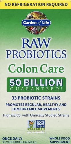Image of Garden of Life Probiotics for Women & Men-Raw Probiotics Colon Care 50 Billion CFU and Enzymes, Shelf Stable Once Daily Acidophilus Probiotic for Regularity & Immune Health, 30 Capsules(Pack of 6)