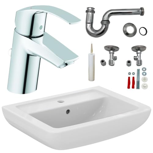 Waschbecken - Waschtisch - 60cm Ideal Standard mit Lotus Beschichtung - Grohe Armatur Komplettset - Siphon - Silikon!