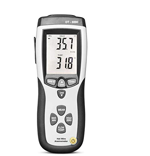 NEWTRY Digital Anemometer Thermosensitive Wind Speed Meter Sensor Portable Wind Gauges Air Flow Velocity Thermometer for Measuring Wind Speed Temperature Volume with Backlight DT8880