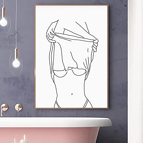Dessin mode femme sexy sur toile d'art murale haute définition pour salon chic