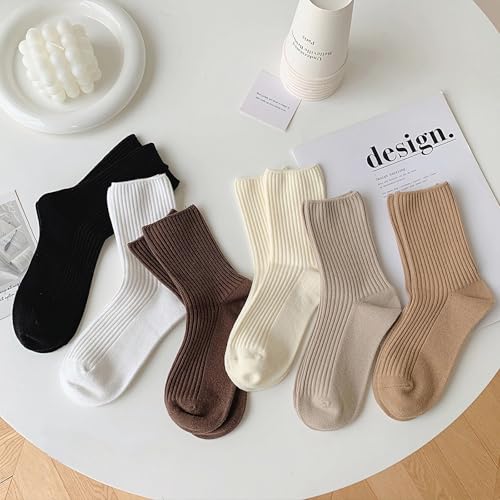 Womens Cute Crew Socks Casual Cotton Socks for Women Neutral Athletic