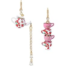 Betsey Johnson Women Tea Party أقراط غير متطابقة الوردي مقاس واحد