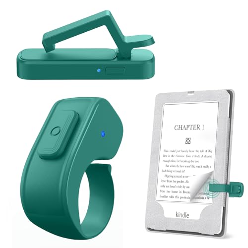Page Turner Ring for Kindle Remote Control for iPhone iPad Android Tablets E-Readers Clicker Page Turner for Kindle Accessories for Camera Video Record&Shutter Selfie (Jade)