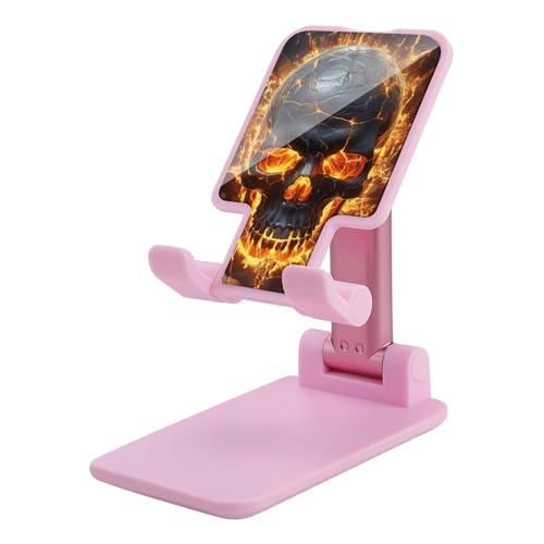 Support de téléphone réglable pour bureau pliable et universel avec motif crâne noir