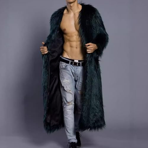 DGHM-JLMY Men's Essential Versatile Faux Fur Coat Long Fashion Faux Fur Coat Daily Trend Thickened Warm Trench Coat2