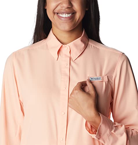 Columbia Women's Tamiami Ii Long Sleeve Shirt, Light Coral, 1X Plus #TOP3