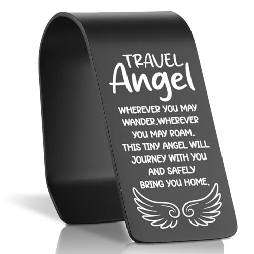 MOEOTOS Travel Angel Car Visor Clip Engraved Stainless Steel Wherever You May Wander Safe Journey Reminder Gift for Drivers Travelers Loved Ones Family Travel Protection MZZ35