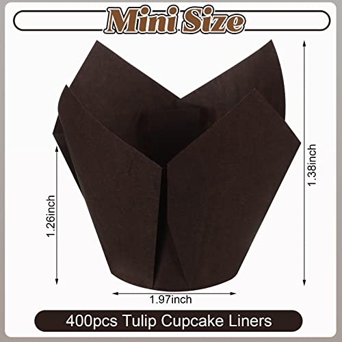 600 Pcs Mini Size Tulip Cupcake Liners Mini Baking Cups Non Stick Baking Cups Grease Resistant Muffin Cups Paper Liners Heat Resistant Cupcake Wrappers For Wedding Birthday Party, 3 Colors #TOP2