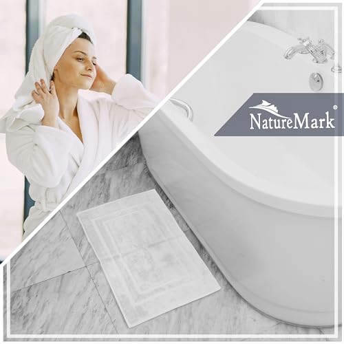NatureMark 2er Pack Badvorleger Badematte | Premium Qualität | 100% Baumwolle | 50 x 80 cm | Duschvorleger Duschmatte Doppelpack… – Ansicht 6