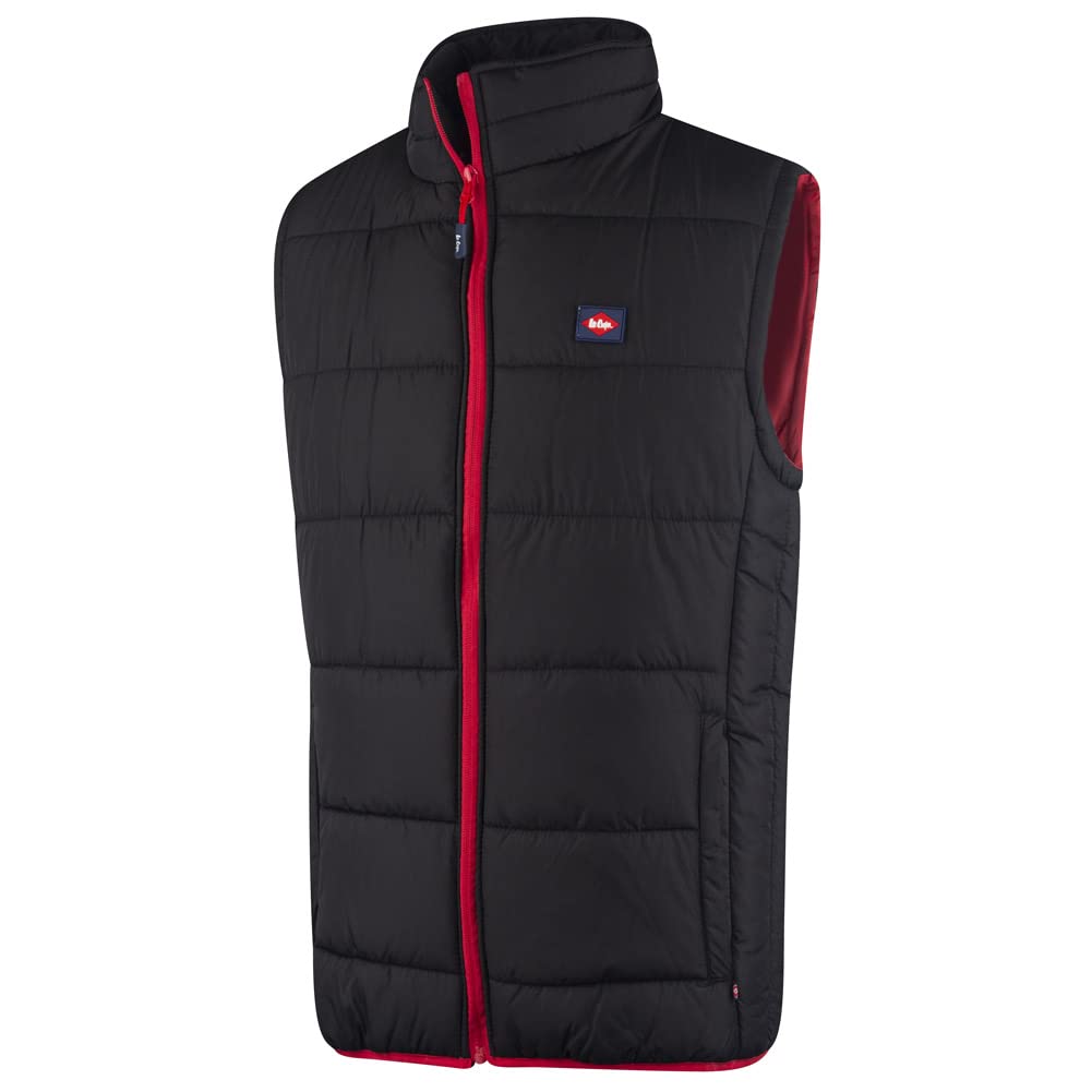 Lee Cooper Arbeitskleidung Herren Arbeitssicherheit Leichte Padded Vest Gilet Warmer mit Kontrastnähten, Schwarz, M