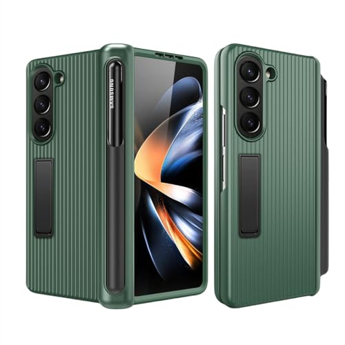 Coque Galaxy Z Fold 5 de luxe mate antichoc avec protège-charnière vert