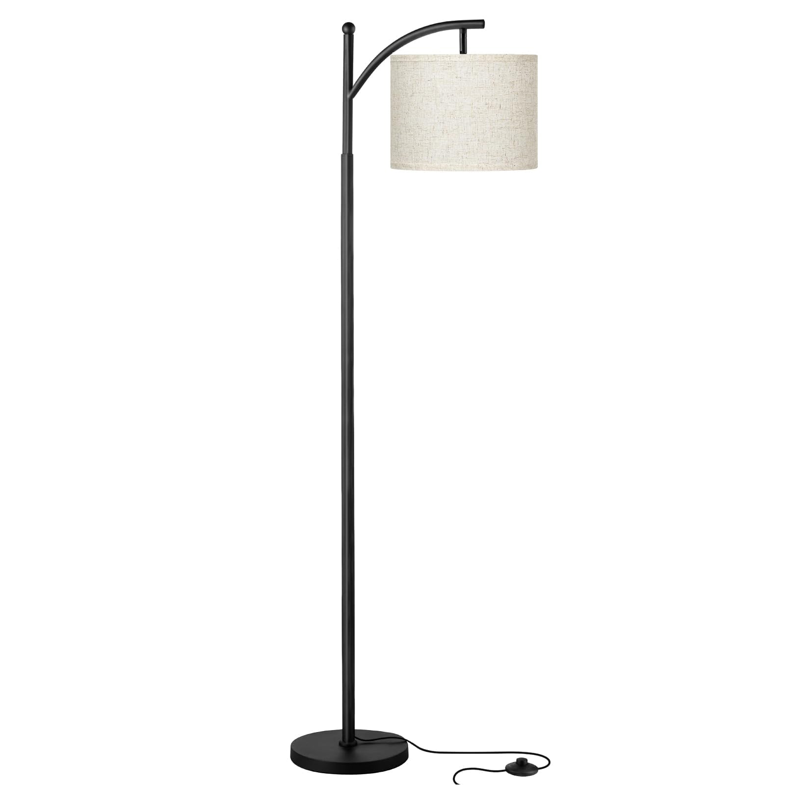 ROTTOGOON Stehlampe für Wohnzimmer mit 3 Farbtemperaturen LED Glühbirne Stehlampen Hoch Industrielle Stehlampe Lesen für Schlafzimmer Büro (9W LED-Glühbirne Beige Lampenschirm enthalten) Schwarz