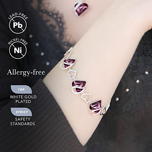 Leafael BAS0099DARKPINK Infinity Love Heart Link Bracelets, February Birthstone Crystal Bracelet For Women, Silver Tone Jewelry Gifts For Her, Amethyst Dark Pink thumb #2