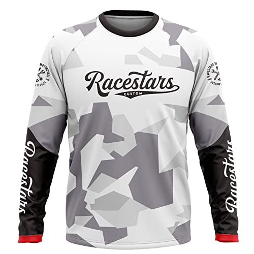 RACESTARS Men's Cycling Jersey Motocross Long Sleeve Mountain Bike T Shirt Anti-uv Dirt Bike ATV Enduro MTB Jersey Racewear