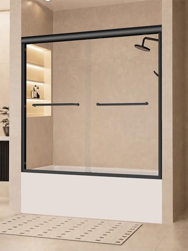 Semi-Frameless Tub Shower Door Matte Black