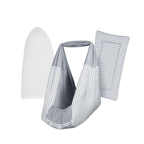 Image of Premium Swing Cradle Set | Hanging Swing Cradle, Removable 5-Layer Padded Bed & Mosquito Net | Up to 15 kg | Melanchi Stripes