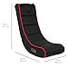 Best Choice Products Padded Fabric Foldable Armless Rocking Curved Floor Gaming Chair w/ Integrated Audio Speakers System, Headphone Jack, Velcro Straps - Black/Red