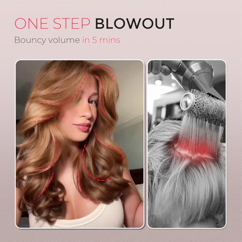 Image of TYMO 2.0 Hair Blow Dryer Brush - AIRBEAM MINI Blowout Hot Air Brush, One Step Volumizer, 2 Inch Oval Barrel Curling Styler, 3X Faster Drying, 0.6 lb Lightweight, Straightener Curling in One, Gold