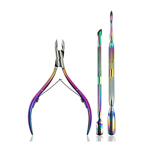 Juego de 3 pinzas de manicura fina para eliminar la piel muerta y las cutículas