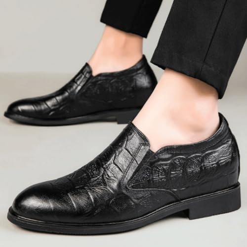 Men Dress Formal Shoes Business Working Office Block Heel Shoe Breathable Slip On Burnished Leather Classic2