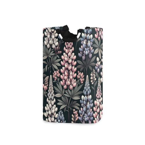 Jihqo Laundry Hamper Basket Lupine Floral Collapsible Nursery Storage Bin Waterproof Clothing Baskets for Home Bedroom Bathroom Washing Room