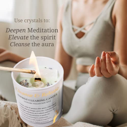 Sage Candles For Cleansing House W/ Selenite, Quartz – Candles With Crystals Inside – Sage Smudge Eucalyptus Candles – Manifestation Candle – Sage Candle – Crystal Candle For Positive Energy #TOP1