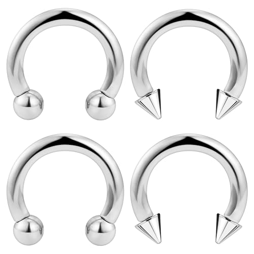 Dyknasz 2G 4G 6G 8G 10G 12G 14G 16G Circular Horseshoe Barbell Septum Rings Surgical Steel Heavy Gauges Earrings Stretching Kit Pierced Body Jewelry for Women Men 12mm 16mm