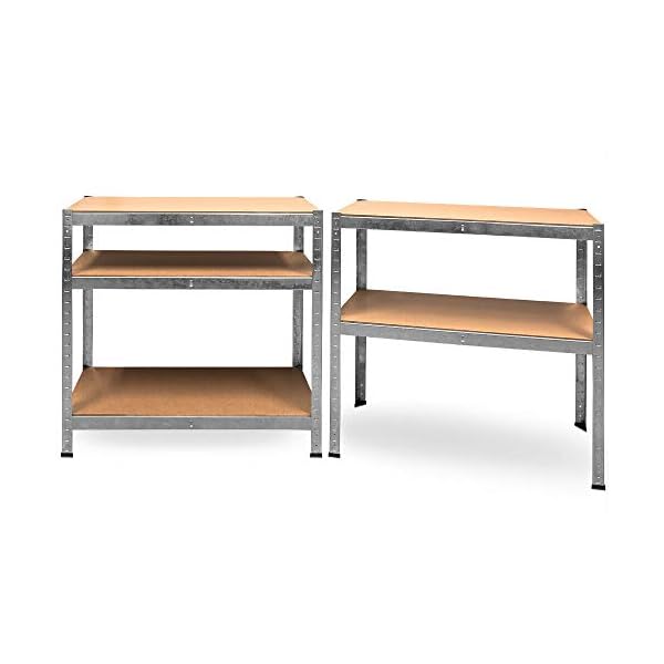 ecomi 2er Set Schwerlastregal Kellerregal Lagerregal Steckregal 180x90x40 875kg Werkstattregal Metall – Bild 4
