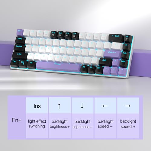Image of MageGee Portable 60% Mechanical Gaming Keyboard, MK-Box LED Backlit Compact 68 Keys Mini Wired Office Keyboard with Red Switch for Windows Laptop PC Mac - White /Purple