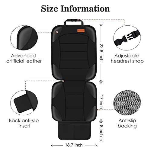 Siivton Car Seat Protector Seat Protector For Child Car Seat Seat Cushion For Leather And Fabric Seats, 2 Mesh Pockets, Non-Slip Backing, Carseat Protectors For Vehicles, Baby, Pets (2 Pack) #TOP3