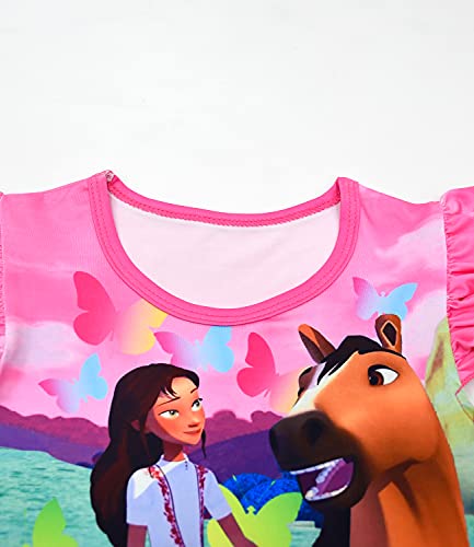 Rogkidha Casual Dress For Girls,Cartoon Print Dresses Toddler Short Sleeve Graphic Outfits Kids A-Line Twirly Dress Fashion Summer Clothing Children Christmas Birthday Gifts,(2-3T,100Cm) #TOP4