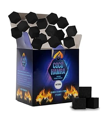 Coco Hamra Natural Coconut Shell Charcoal Cubes- 27pcs Coals - Made from Natural Coconut Incense Briquettes | Made in Indonesia | 25mm Charcoal Incense Cubes, Black, Blue, 25mmx25mmx17mm