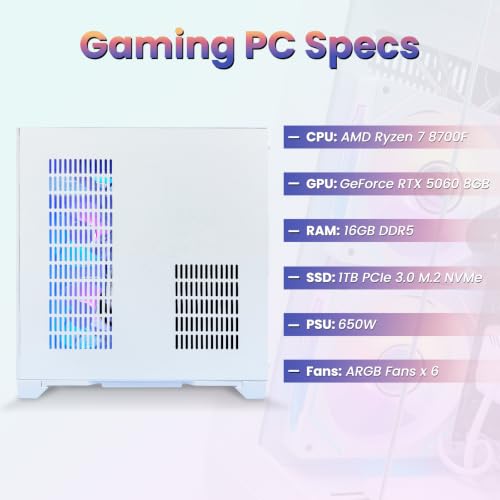 Image of LXZ Prebuilt Gaming PC Ryzen 7 8700F RTX 5060 16GB DDR5 1TB SSD