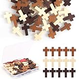Gtudkae 1 Box Small Wooden Cross 3 Colors, Natural Pocket Prayer Crosses Pendants for Christian Gift, DIY Handmade Decorative Crosses Charms for Crafts, Easter Eggs Fillers (50)