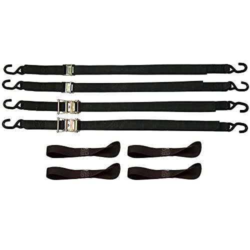 Discount Ramps 8 Piece Heavy Duty Motorcycle Ratchet & Cam Tie-Down Strap Set