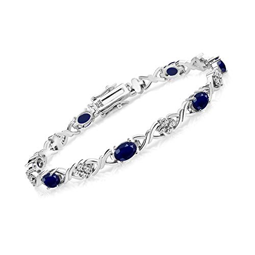Gem Stone King 2-4 Cttw Infinity Link Gemstone Birthstone Tennis Bracelet for Women | 925 Sterling Silver | Oval 6X4MM | 7 Inch with Secure Clasp | Fine Jewelry for Her Mom Wife Anniversary