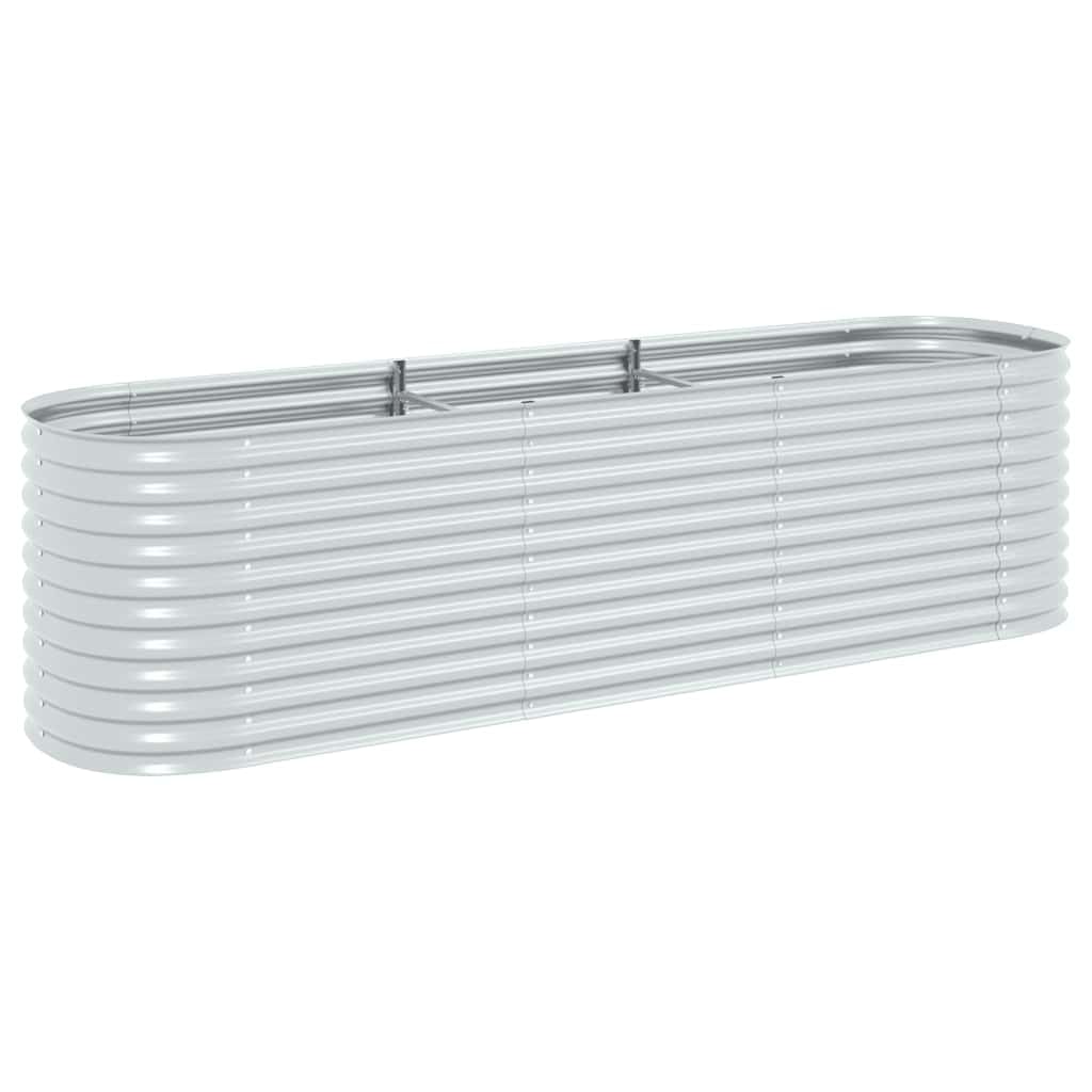 vidaXL Garden Raised Bed 320x80x81cm Galvanised Steel Silver Flower Raised Bed