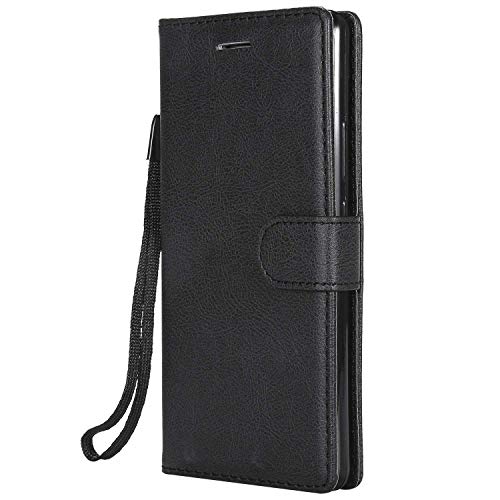 DENDICO Cover per Huawei P9 Lite, Portafoglio PU Custodia in Pelle, Flip Libro TPU Bumper Caso per Huawei P9 Lite - Nero