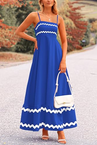 Image of PRETTYGARDEN Women's 2026 Summer Flowy Maxi Dress Casual Sleeveless Spaghetti Strap Ruffle Beach Long Dresses