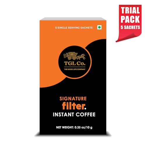 Image of TGL Co. Signature Instant Filter Coffee Sachet (5 Sachets - Trial Pack) Premium Instant Coffee Sachets | Blend of Coffee Beans & Chicory | No Artificial Flavor | Travel Friendly Pack