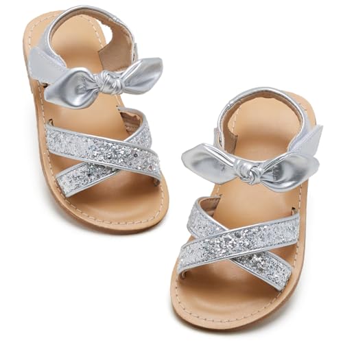 Image of Kolan Toddler Girl Sandals Open Toe Flat Princess Dress Shoes Little Kids