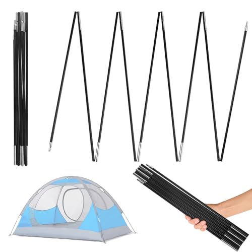 Mednkoku Tent Poles Replacement 8MM 12.8Ft Length Adjustable Fiberglass Tarp Poles 18 Sections Supporting Awning Rods for Camping Backpacking,Tent Stakes