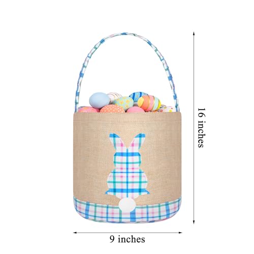 Image of Easter Bunny Basket Canvas Easter Egg Hunts Decorations Storage Reusable Grocery Candy Bag Gifts