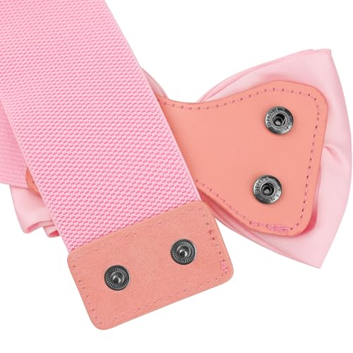 Allegra K Women's 2Pcs Bowknot Elastic Belts, 2.4" Width Elegant Cute Stretchy Cinch Waistband for Dress Wedding4