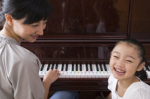 Color Piano Stickers w/Complete Notes on Grand Staff for 49/61 / 76/88 Keyboards