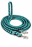 CHALLENGER Roping Knotted Horse Tack Western Barrel Reins Nylon Braided Emerald Green Black 60701