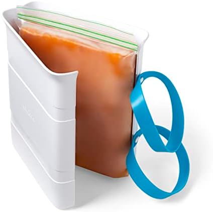 YouCopia FreezeUp Freezer Food Block Maker, 6 Cup, Meal Prep Bag Container to Freeze Soup and Leftovers,White