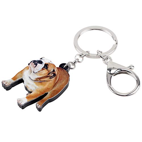 WEVENI Acrylic English Bulldog Keychain Pets Keyring Jewelry Charms For Women Girls Wallet Bag (Yellow2)2